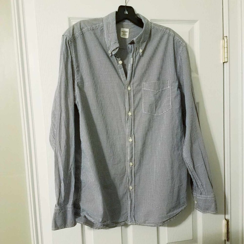 Handsome Button-Up Shirt- Blue/White Old Navy, Very Comfortable! Flannel